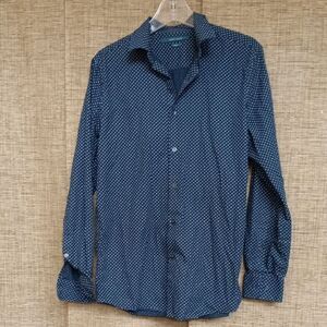 Perry Ellis Navy Casual Slim Fit Button Down Shirt